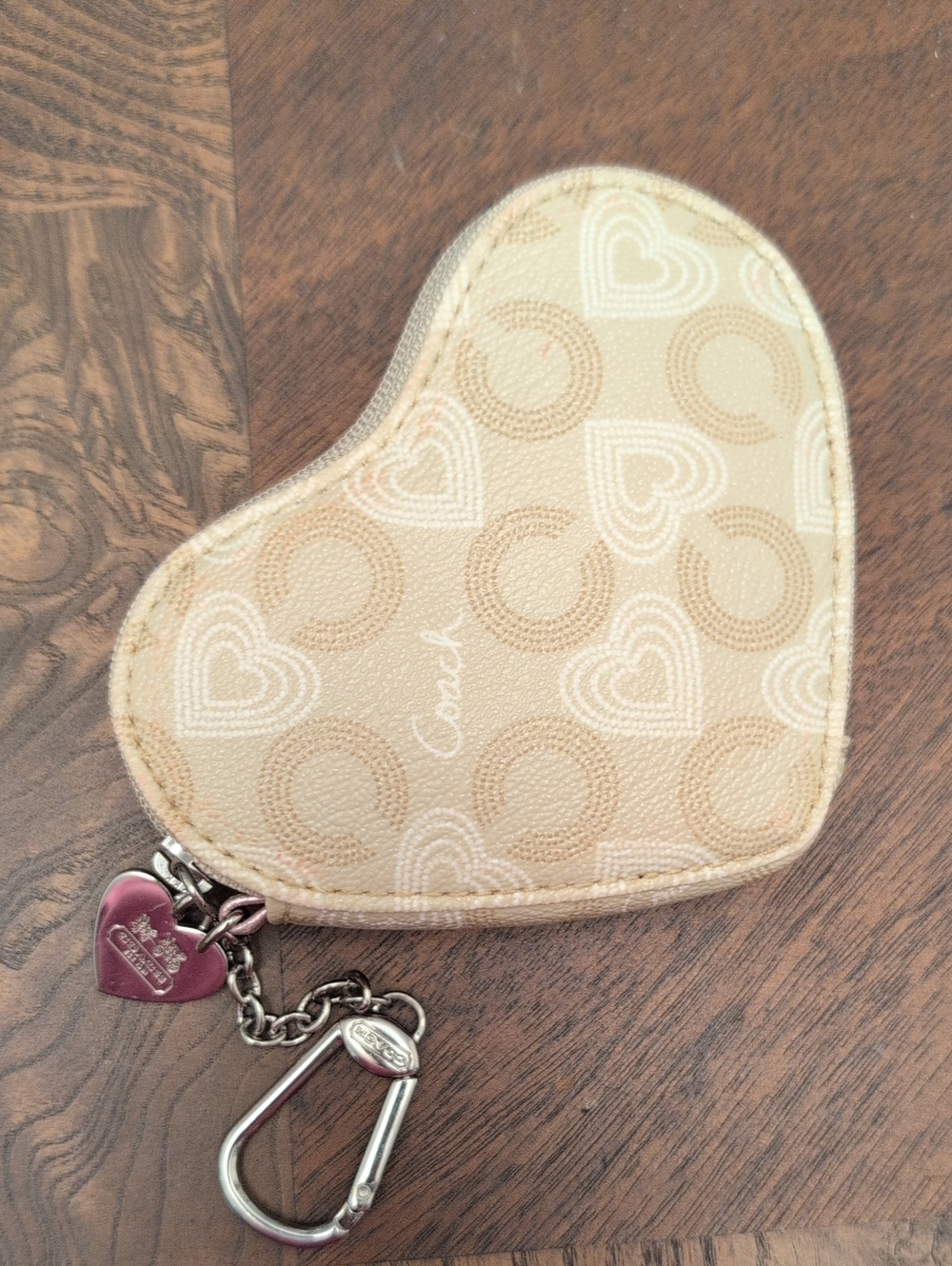 Coach Heart Coin Pouch Bag Charm Key Chain